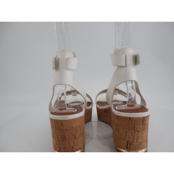 Franco Sarto Womens Primrose Sandals Cork Wedge Platform White Leather 11M - Picture 6 of 13